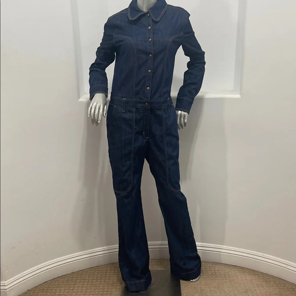 Land Of Distraction 70’s Inspired Women’s Blue Denim Overalls Jumpsuit Size 6
